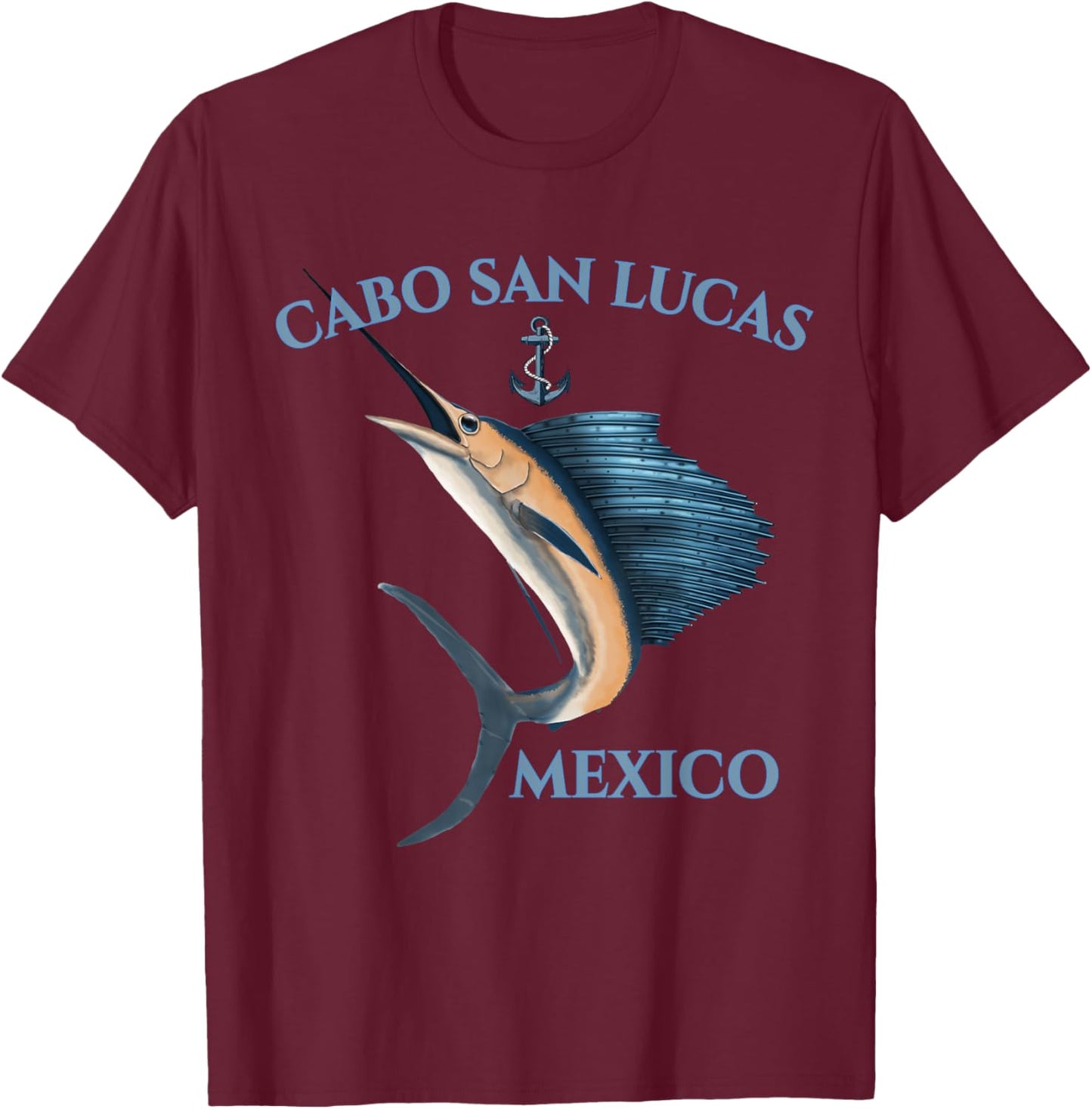 Swordfish Marlin Cabo San Lucas Mexico T-Shirt - T-Shirt | Maroon