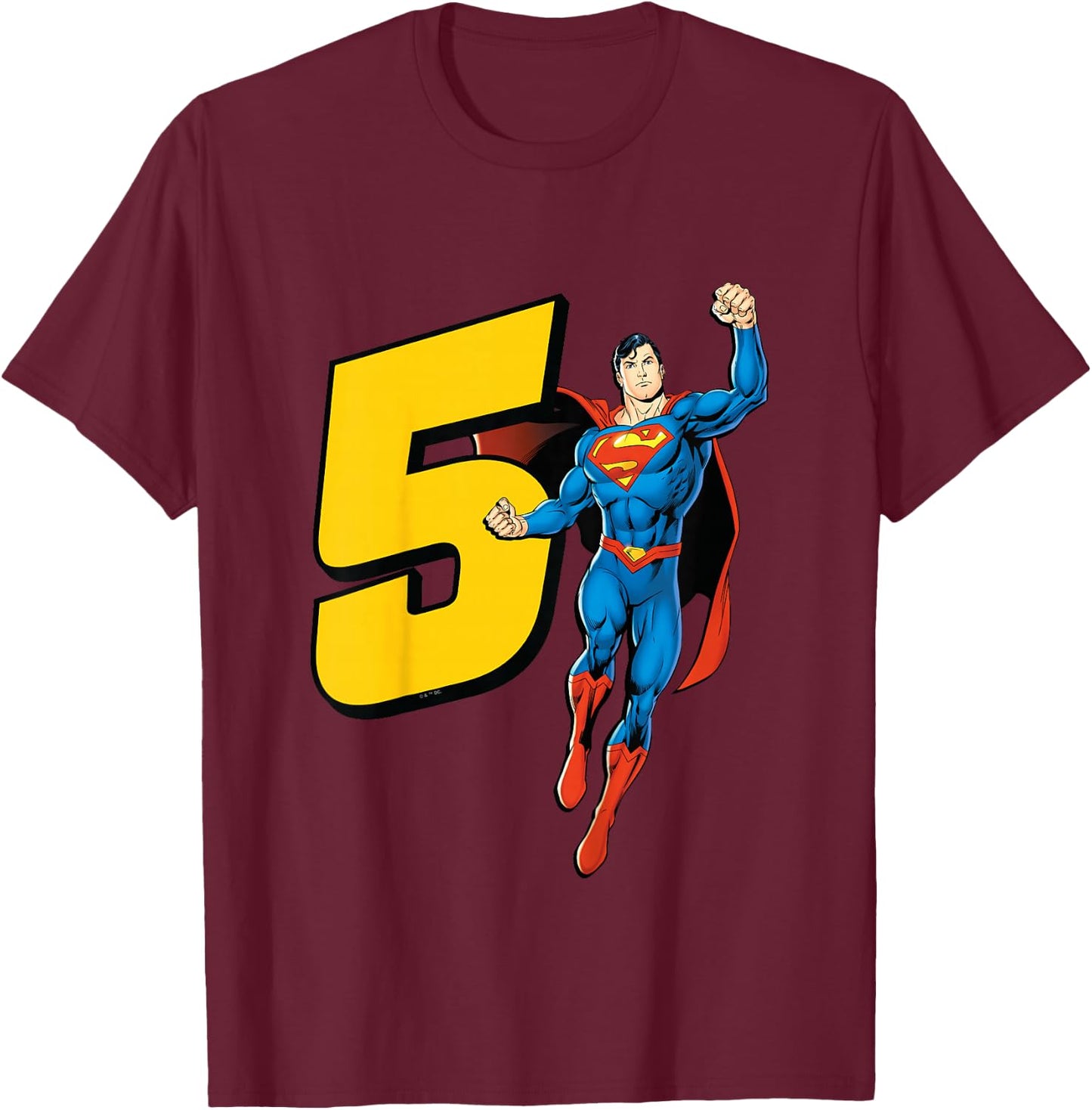Kids Superman Super Hero 5th Birthday T-Shirt - T-Shirt | Maroon