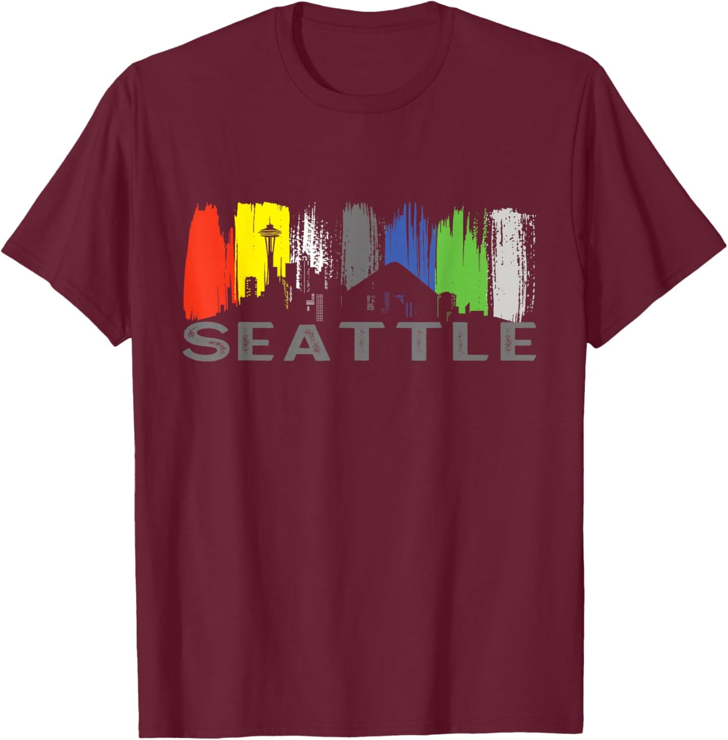 City Classic Seattle Skyline Washington T-Shirt - T-Shirt | Maroon