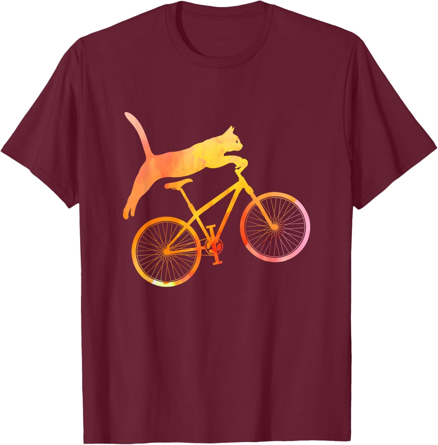 Cat Mountain Biking MTB Mountain Biker Mountainbike Cats T-Shirt - T-Shirt | Maroon
