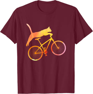 Cat Mountain Biking MTB Mountain Biker Mountainbike Cats T-Shirt - T-Shirt | Maroon