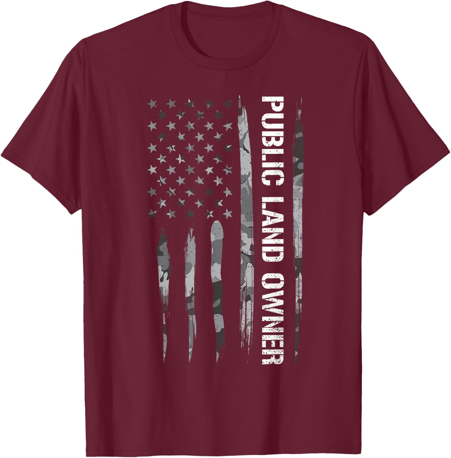 DesignsByJnk5 USA Public Land Owner American Flag - -Adults, -Kids, Black, Small, Short Sleeve T-Shirt - T-Shirt | Maroon