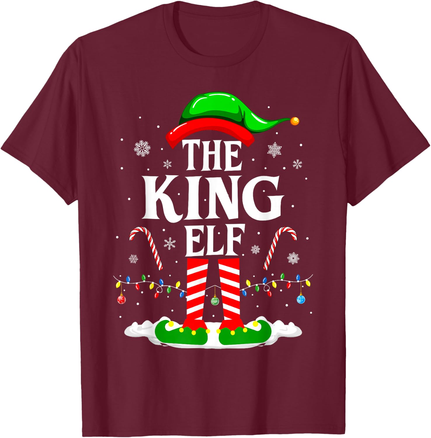 The King Elf Funny Xmas Matching Family Christmas Party T-Shirt - T-Shirt | Maroon