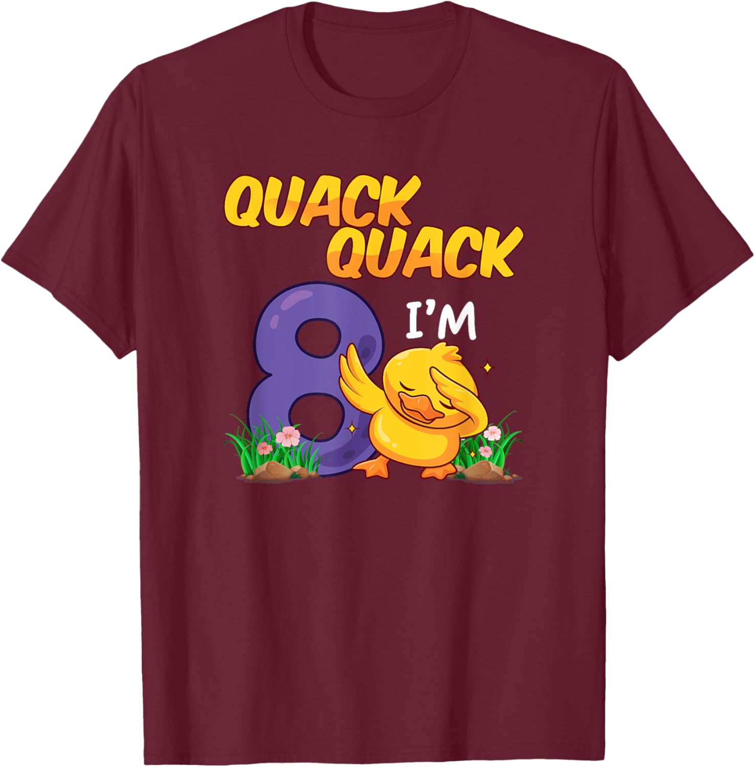 8 Year Old Gifts Boys Girls Teens Dabbing Duck 8th Birthday T-Shirt - T-Shirt | Maroon