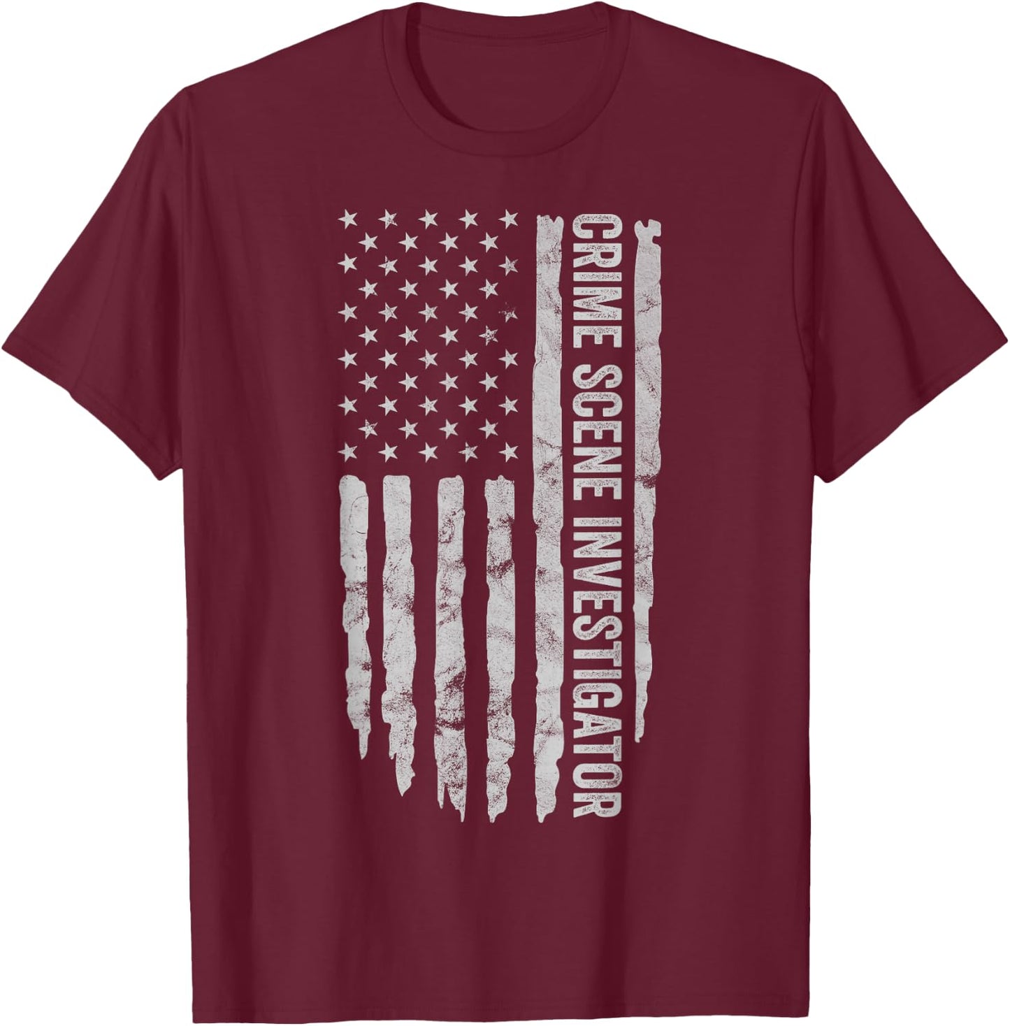 Crime Scene Investigator American Flag CSI Themed T-Shirt - T-Shirt | Maroon