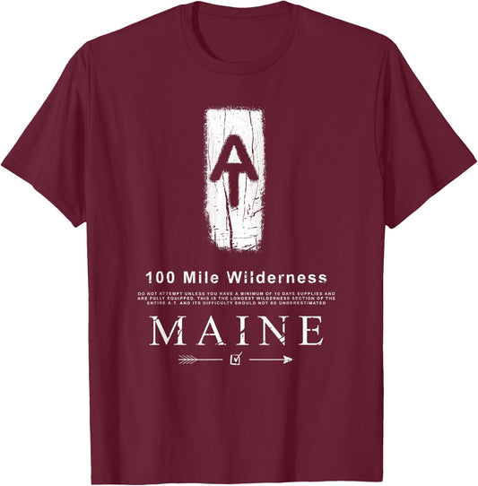 Appalachian Trail Blaze 100 Mile Wilderness Maine Arrow T-Shirt - T-Shirt | Maroon