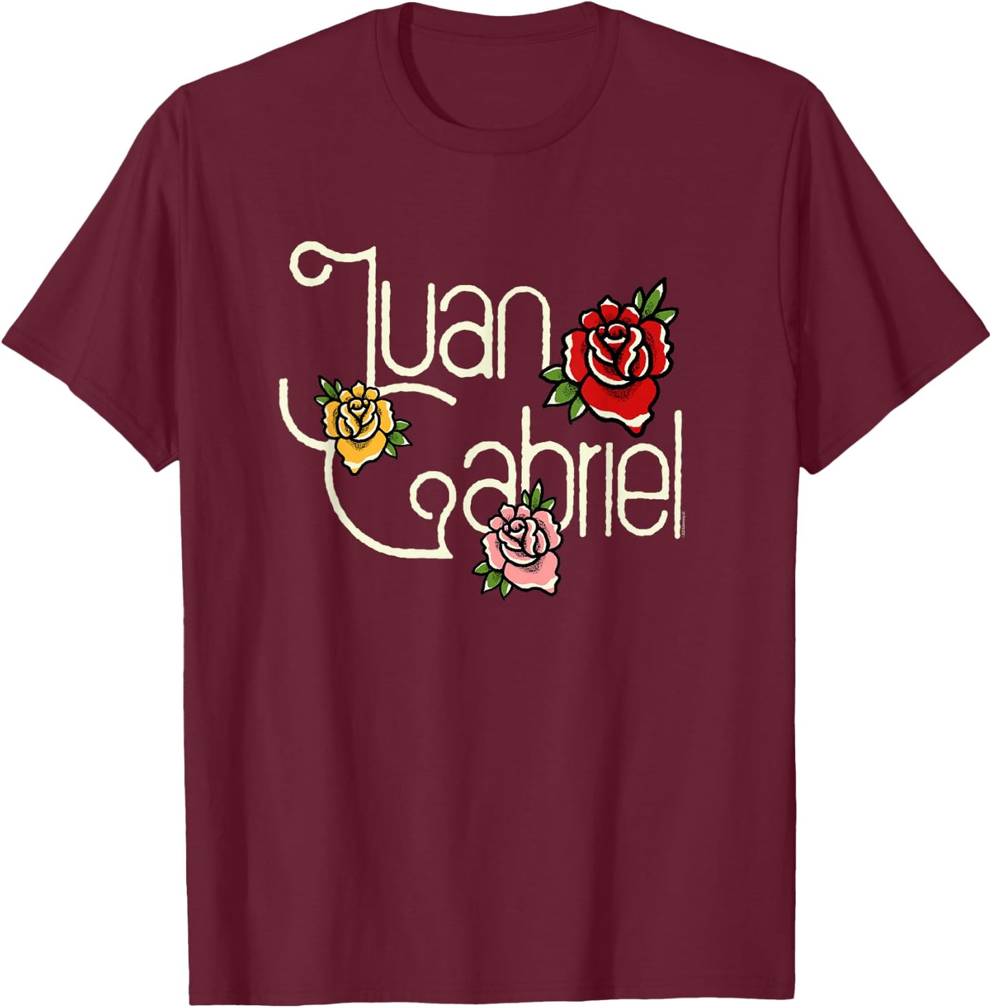 Juan Gabriel Vintage Roses Logo T-Shirt - T-Shirt | Maroon