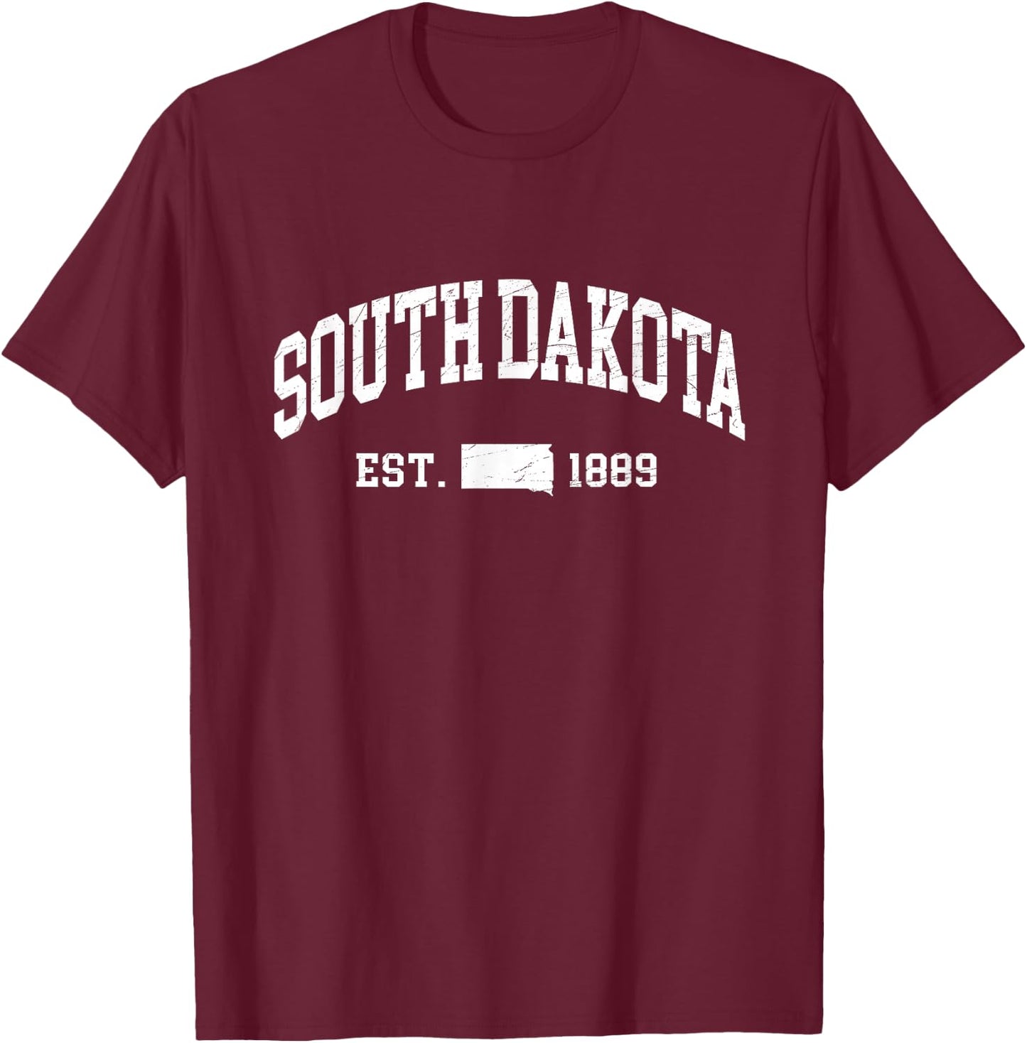 South Dakota Est. 1889 - Distressed/Worn Design - Classic T-Shirt - T-Shirt | Maroon