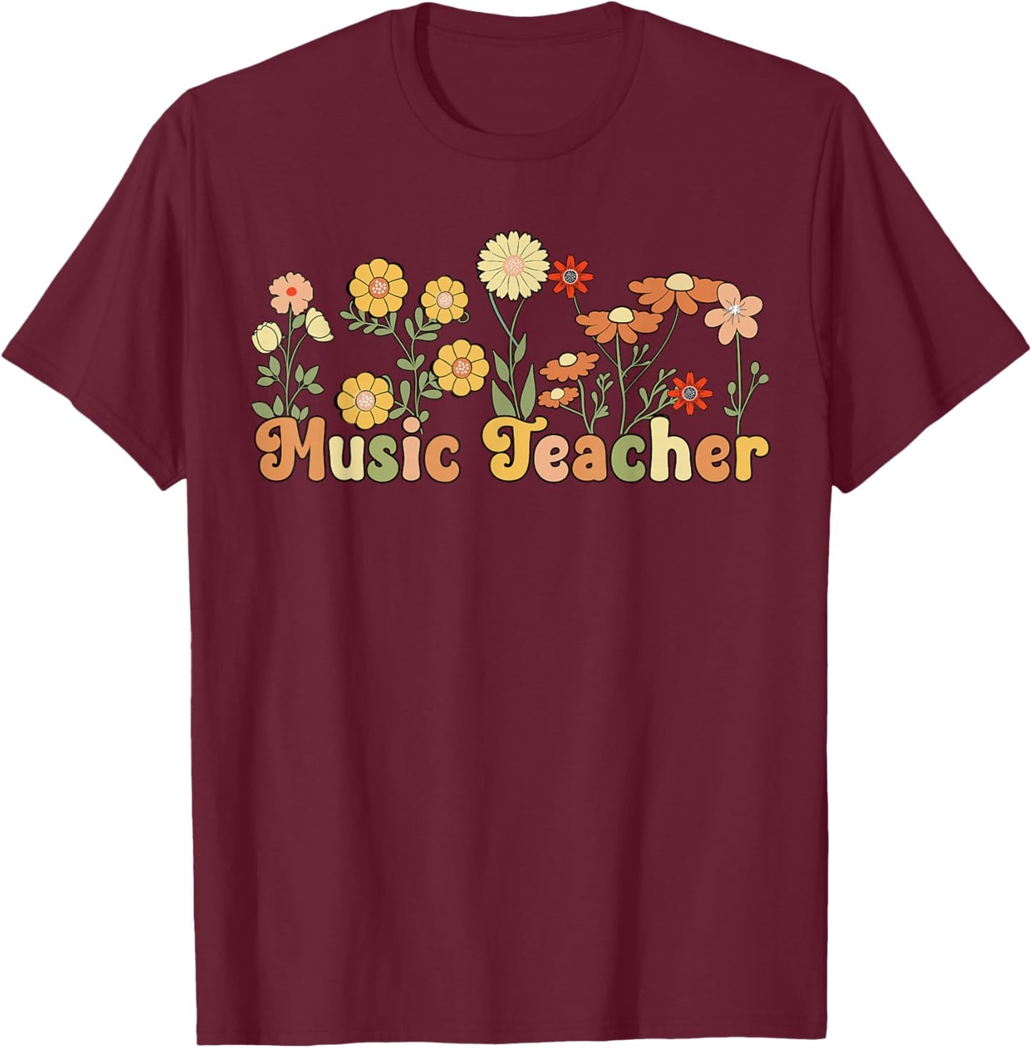 Groovy Music Teacher Music Teaching Music Teachers T-Shirt - T-Shirt | Maroon