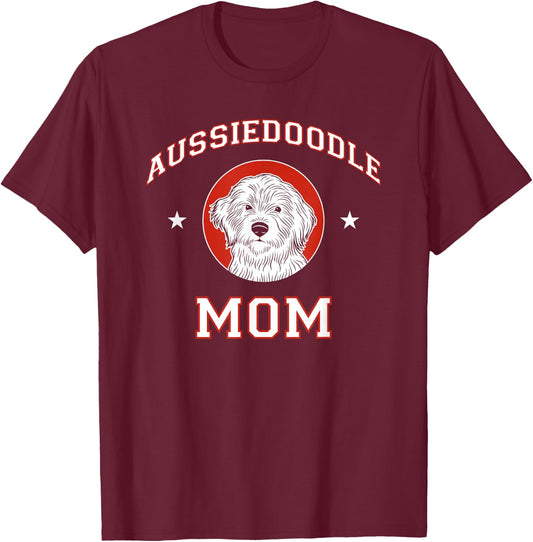Aussiedoodle Mom Dog Mother Women Girls Kids T-Shirt - T-Shirt | Maroon