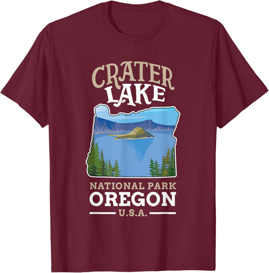 Crater Lake National Park US Oregon T-Shirt - T-Shirt | Maroon