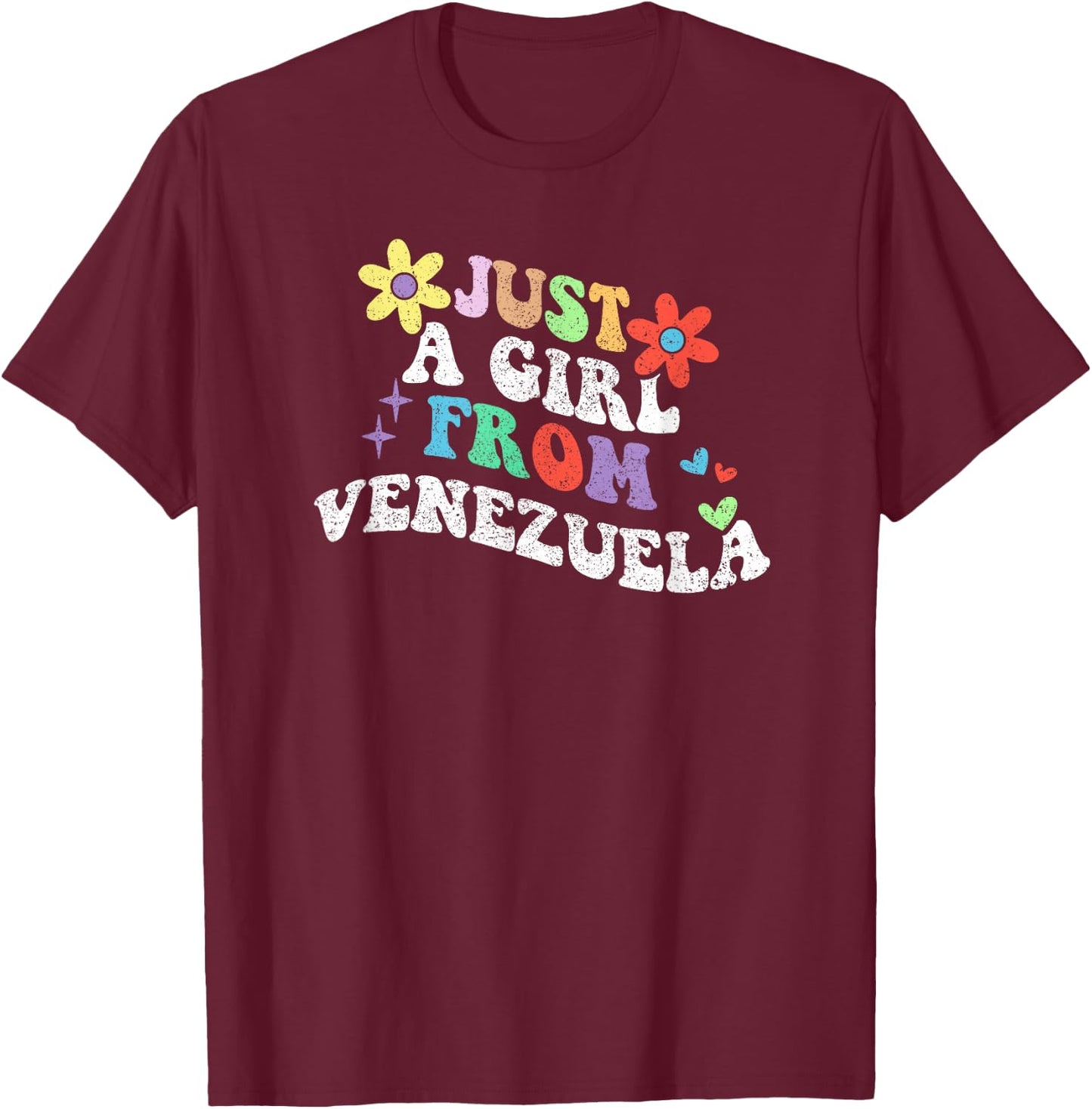 Retro Groovy Just A Girl From Venezuela Mother's Day 2023 T-Shirt - T-Shirt | Maroon