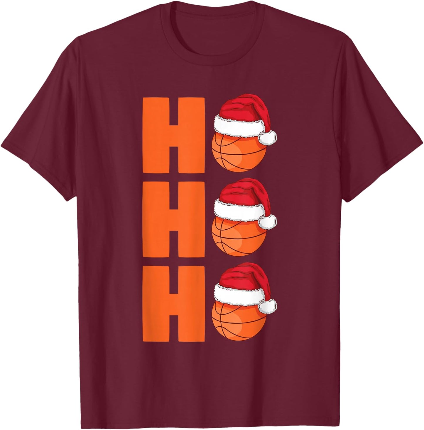 Xmas Santa Claus Basketball Christmas T-Shirt - T-Shirt | Maroon
