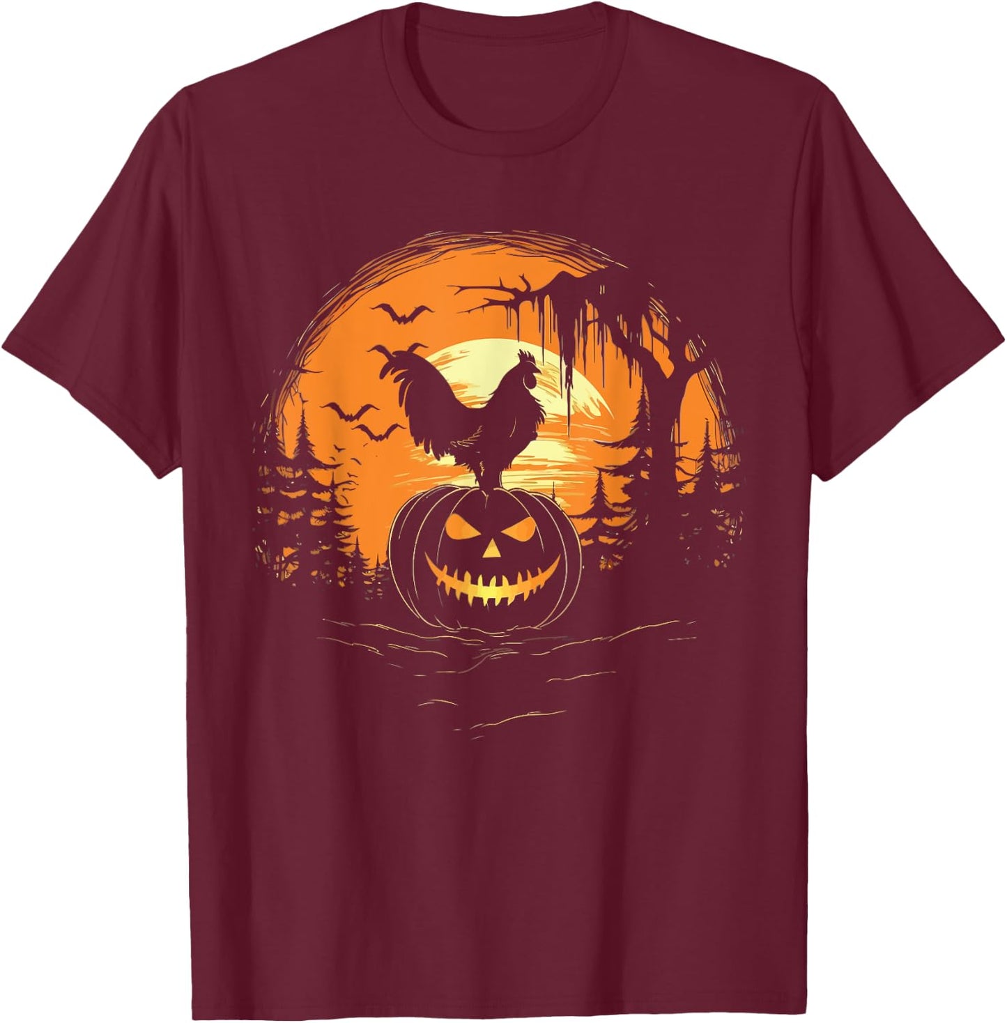 Chicken Halloween Trick Or Treat Chicken Farmer Rooster T-Shirt - T-Shirt | Maroon