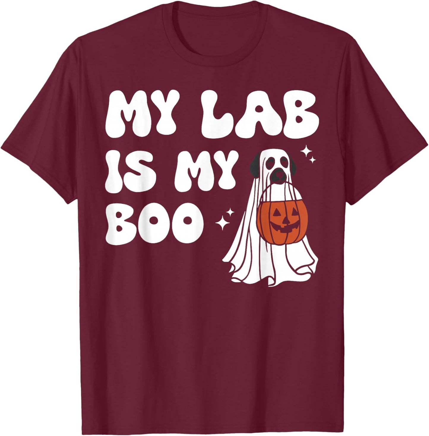 My Lab Is My Boo Dog Ghost Dog Halloween Retro Labrador Mama Men Women T-Shirt - T-Shirt | Maroon