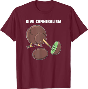 Kiwi Cannibalism Funny Kiwi Pun T-Shirt - T-Shirt | Maroon