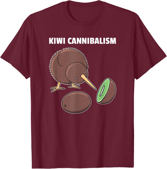 Kiwi Cannibalism Funny Kiwi Pun T-Shirt - T-Shirt | Maroon