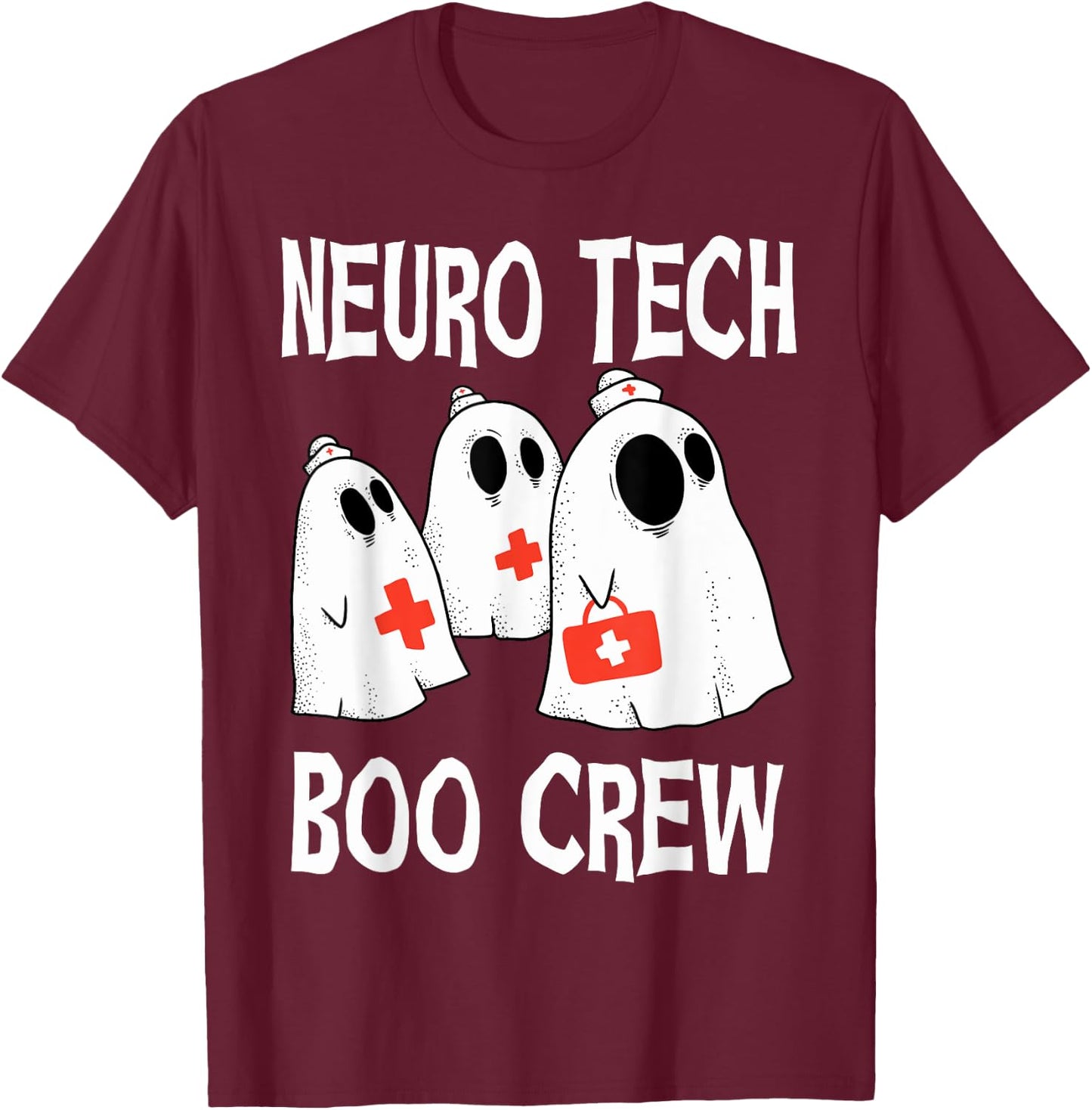 Funny Neuro Tech Boo Crew Neurology Halloween Costume T-Shirt - T-Shirt | Maroon