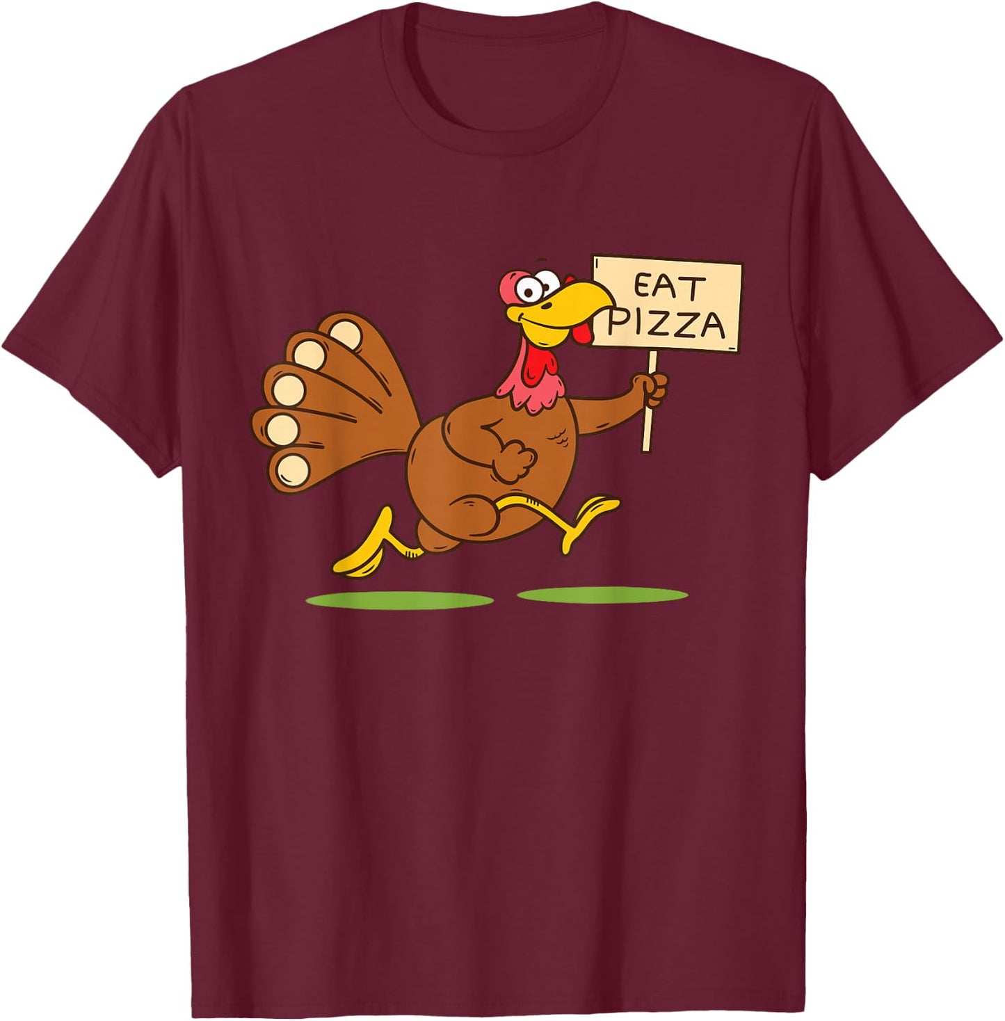 Turkey Eat Pizza Men Kids Vegan Funny Thanksgiving Family T-Shirt - T-Shirt | Maroon