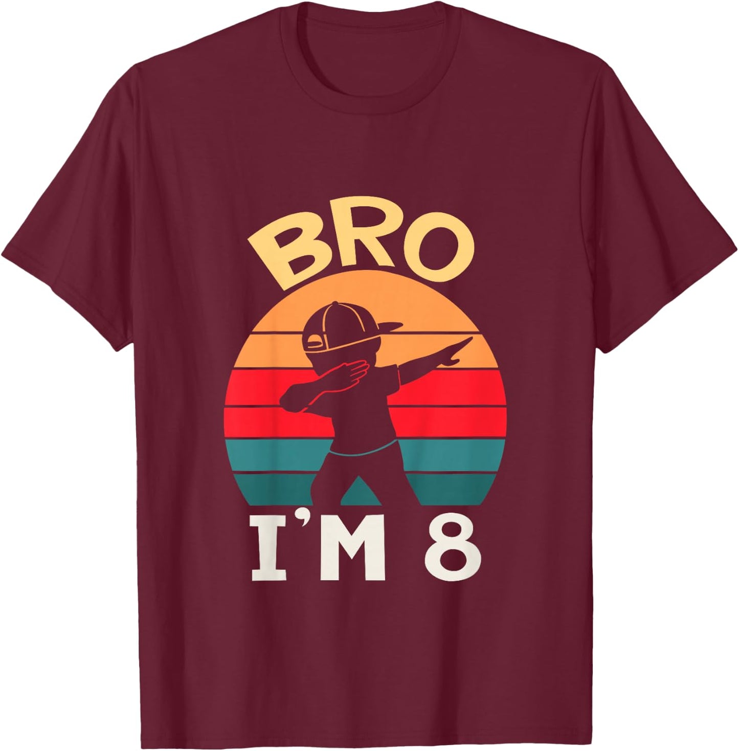 Kids Bro I’m 8 Year Old Eight Eighth Party 8th Birthday Boy T-Shirt - T-Shirt | Maroon