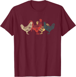 Chicken Group With Rooster Agriculture Farmer Funny Chickens T-Shirt - T-Shirt | Maroon