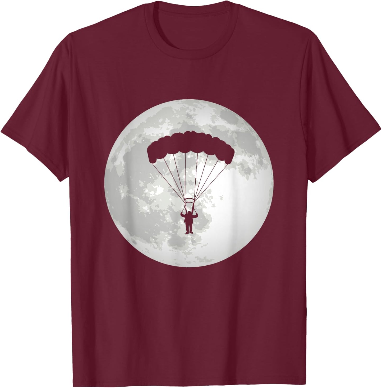 Parachuting Moon Paratrooper Paragliding T-Shirt - T-Shirt | Maroon