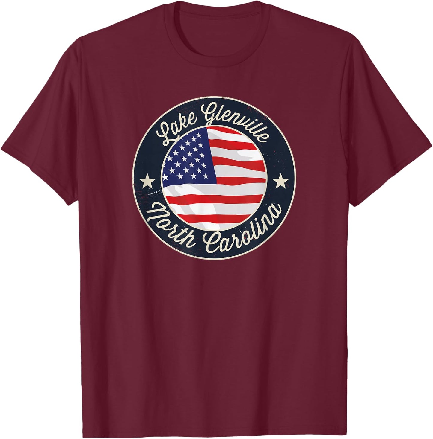 Lake Glenville - Patriotic North Carolina Souvenir T-Shirt - T-Shirt | Maroon