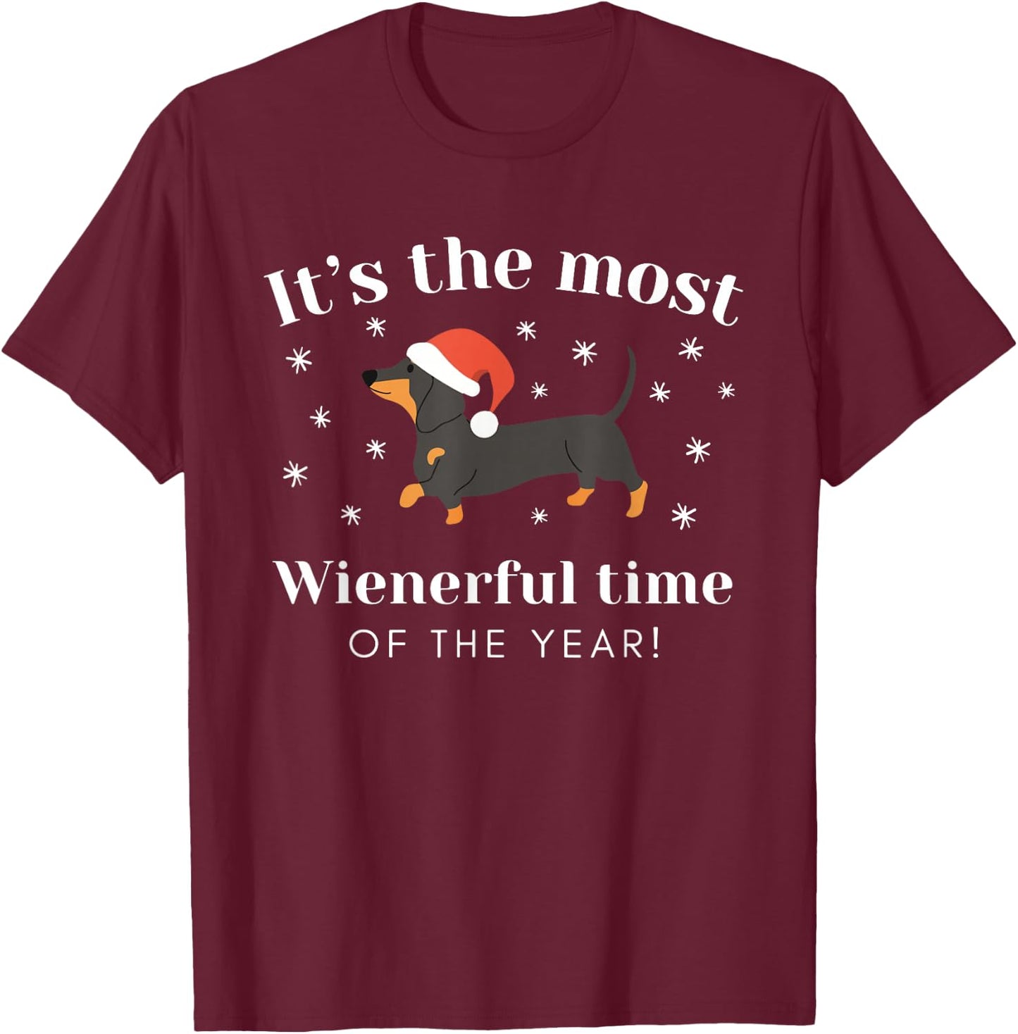 It's The Most Wonderful Time Of The Year Dachshund Christmas T-Shirt - T-Shirt | Maroon