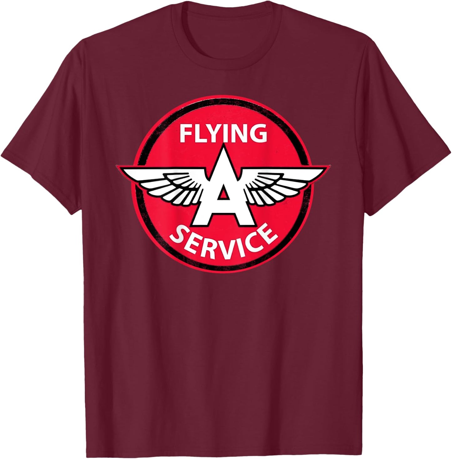 Back Only Print Retro Vintage Gas Station Flying A Service T-Shirt - T-Shirt | Maroon