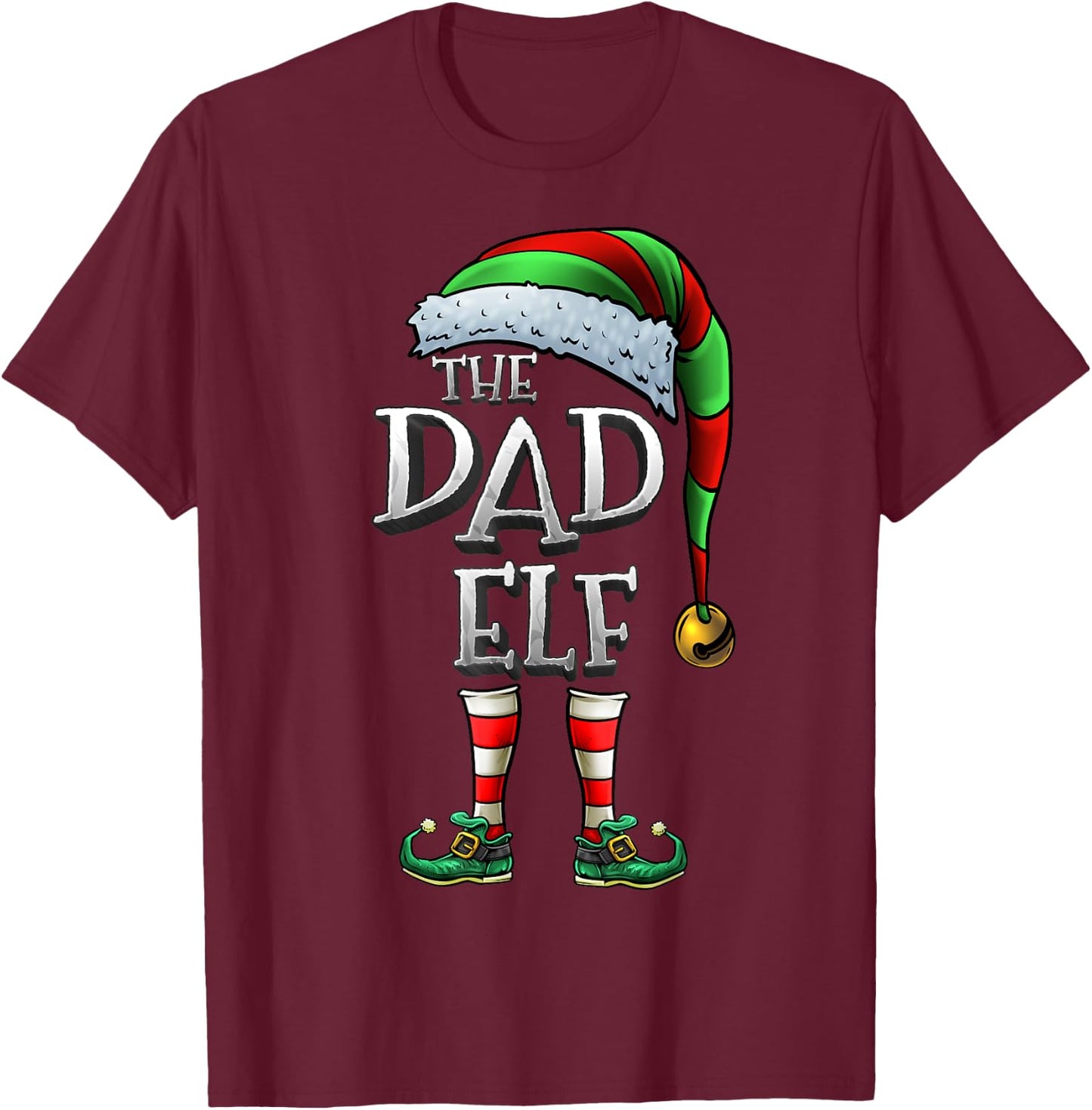 The Dad Elf Shirt Matching Family Dad Christmas Elf T-Shirt - T-Shirt | Maroon