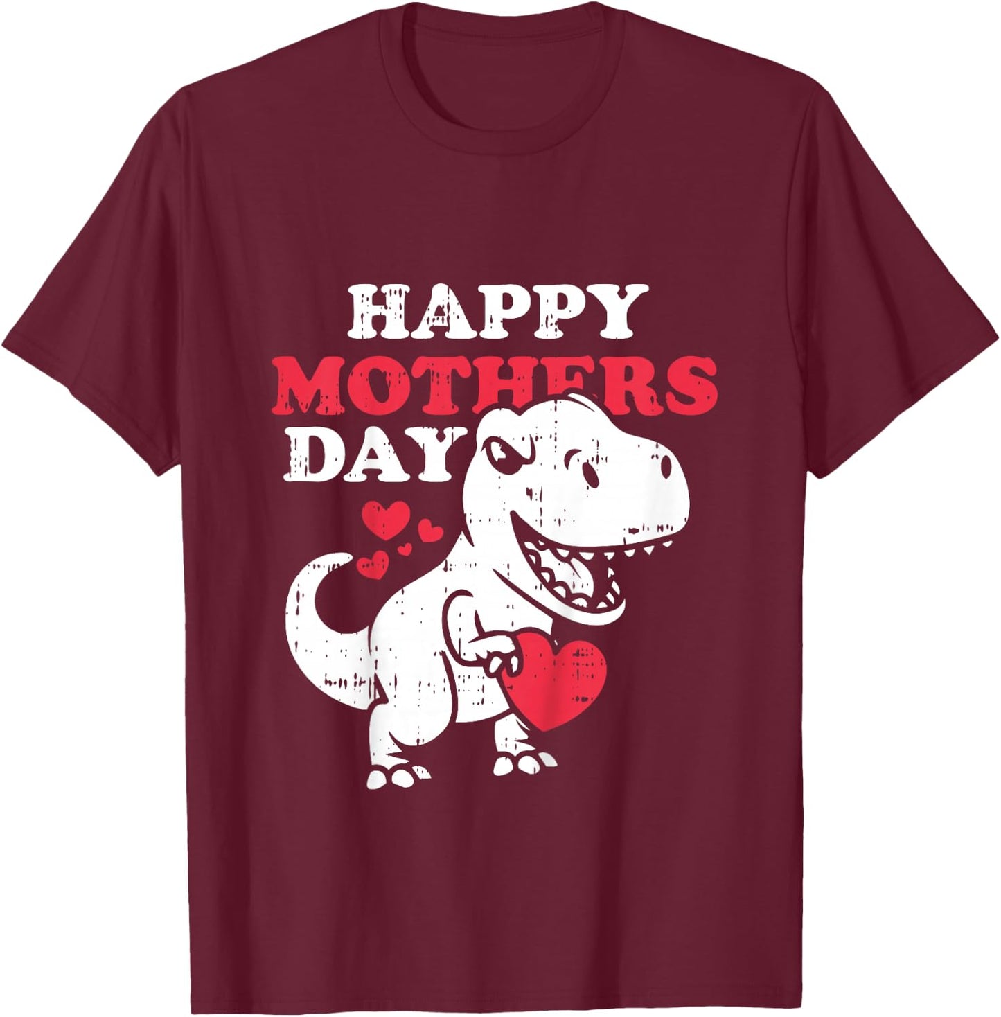 Kids Happy Mothers Day Cute T Rex Dinosaur Son Toddler Boys T-Shirt - T-Shirt | Maroon