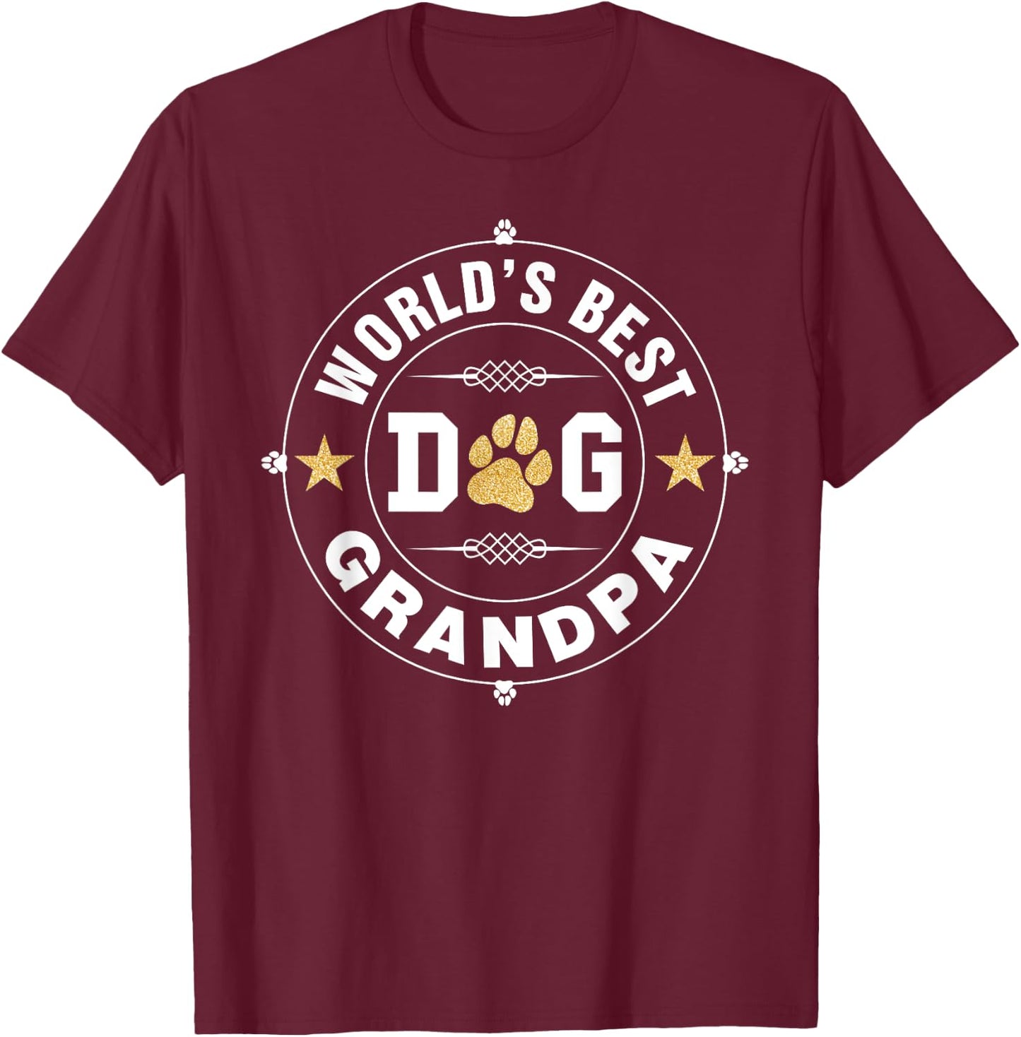 World's Best Dog Grandpa Pet Owner Rescue Grandpaw Father T-Shirt - T-Shirt | Maroon