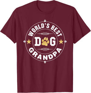 World's Best Dog Grandpa Pet Owner Rescue Grandpaw Father T-Shirt - T-Shirt | Maroon