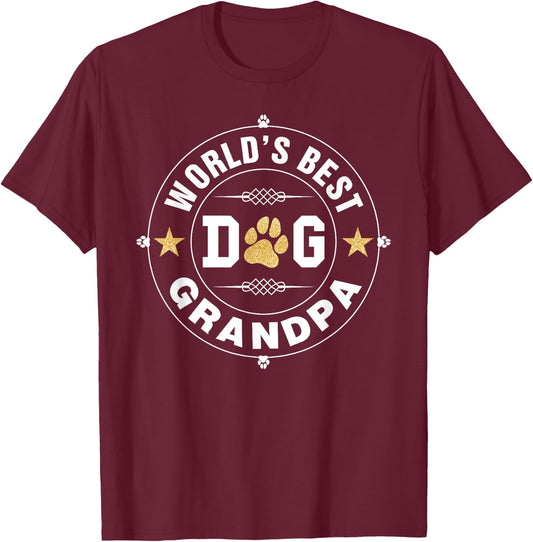 World's Best Dog Grandpa Pet Owner Rescue Grandpaw Father T-Shirt - T-Shirt | Maroon