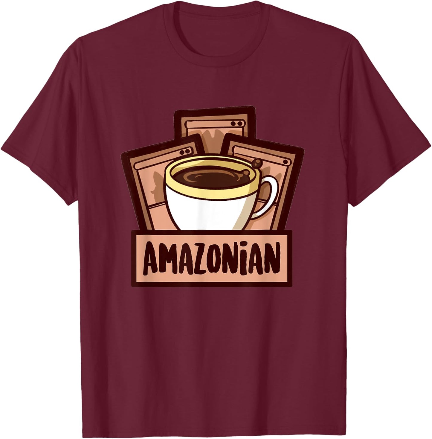 Amazonian's Coffee & Card Games T-Shirt - T-Shirt | Maroon