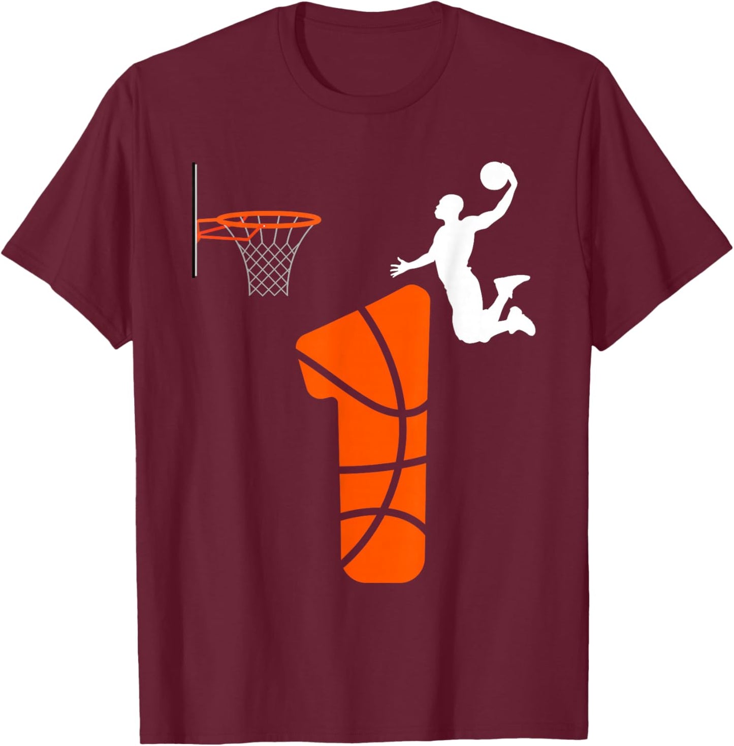 1 Year Old Slam Dunk Its My 1st Birthday Basketball T-Shirt - T-Shirt | Maroon