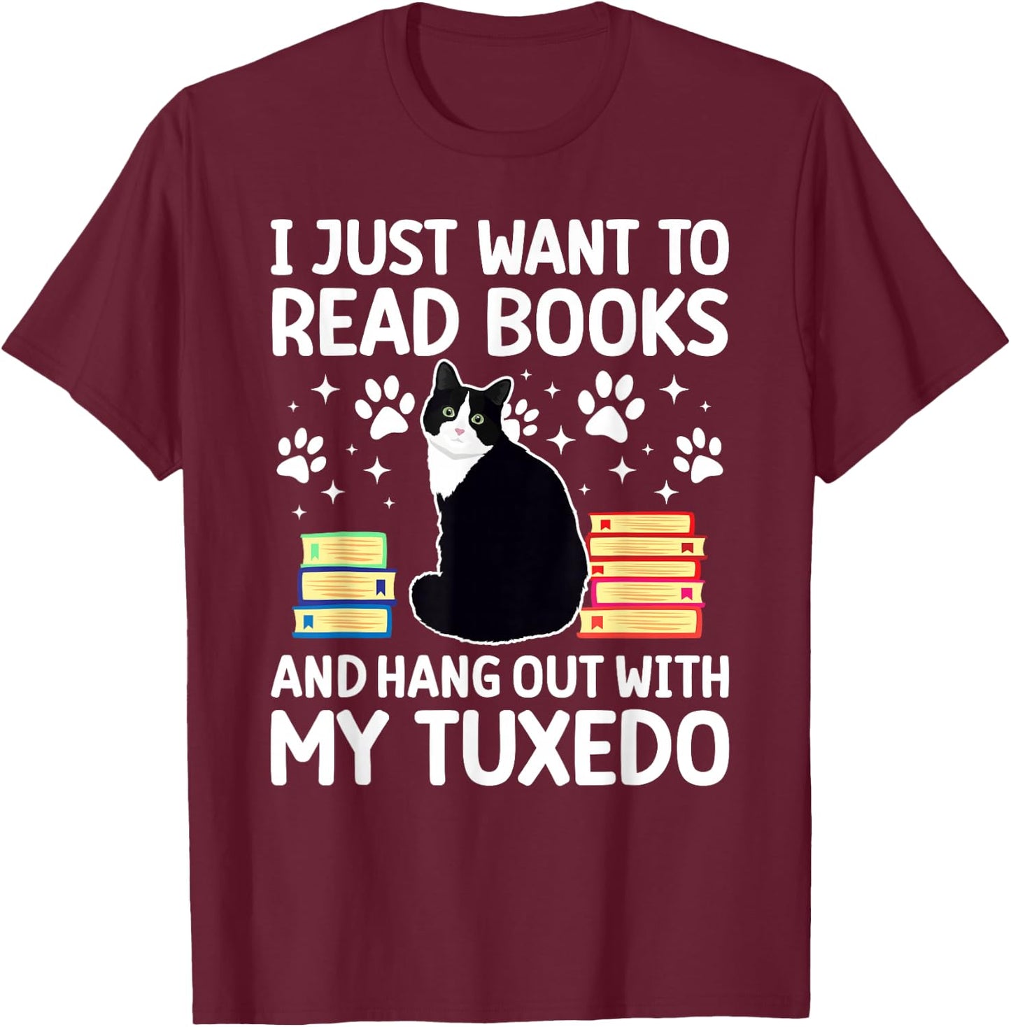 Hang Out with My Tuxedo Cat Owner Tuxedo Cat Lover T-Shirt - T-Shirt | Maroon