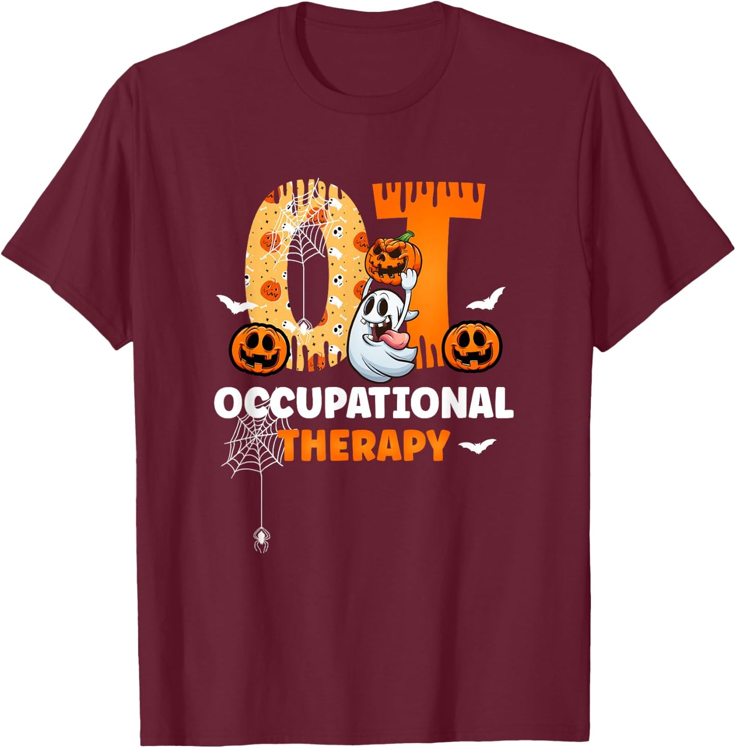Spooky OT Occupational Therapy Therapist Halloween T-Shirt - T-Shirt | Maroon
