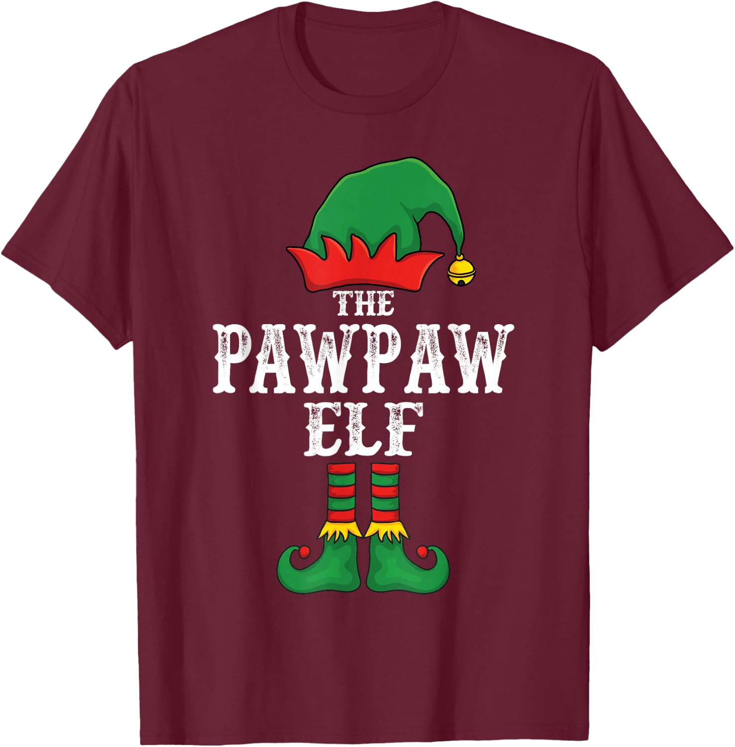 The Pawpaw Elf Christmas Pajama Idea Family Matching Funny T-Shirt - T-Shirt | Maroon