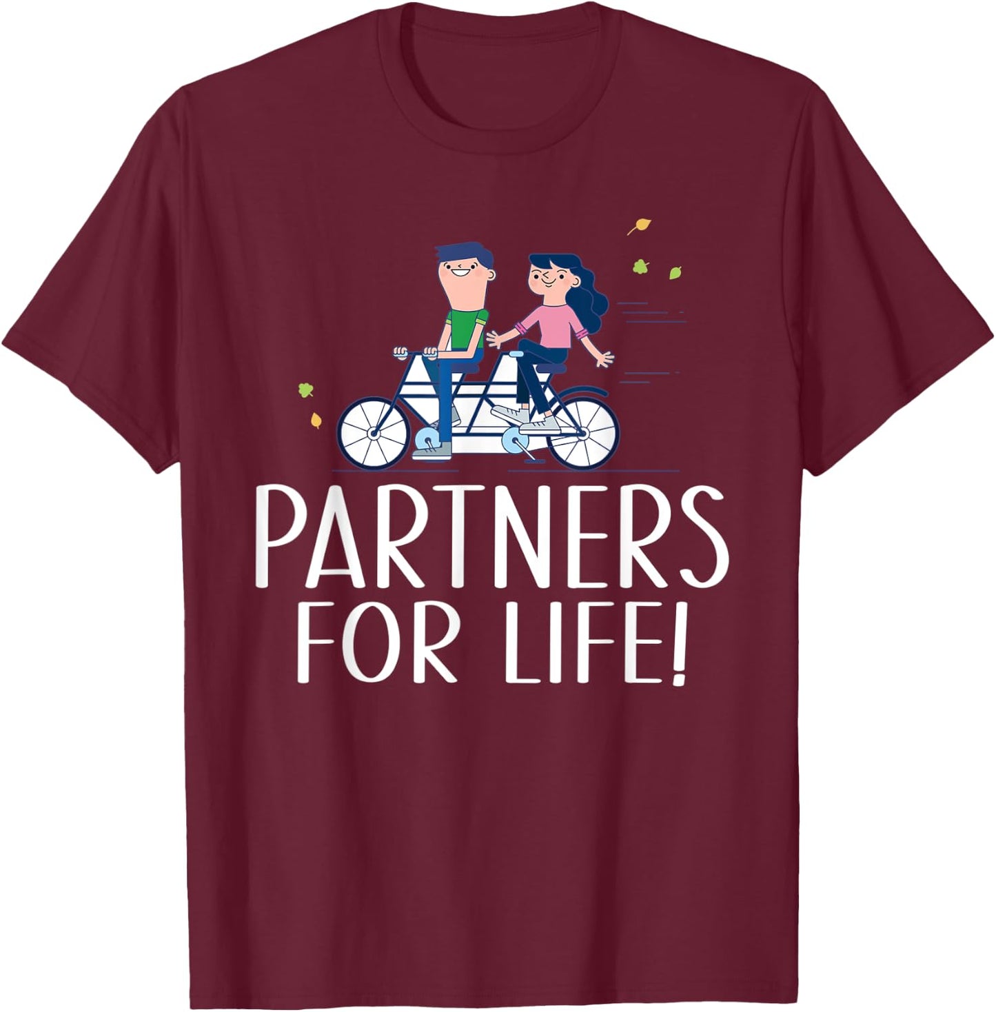 Couple Outfit Partners for Life Tandem Bike T-Shirt - T-Shirt | Maroon