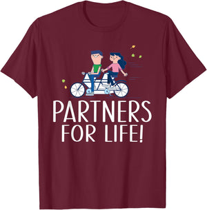 Couple Outfit Partners for Life Tandem Bike T-Shirt - T-Shirt | Maroon