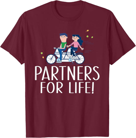 Couple Outfit Partners for Life Tandem Bike T-Shirt - T-Shirt | Maroon