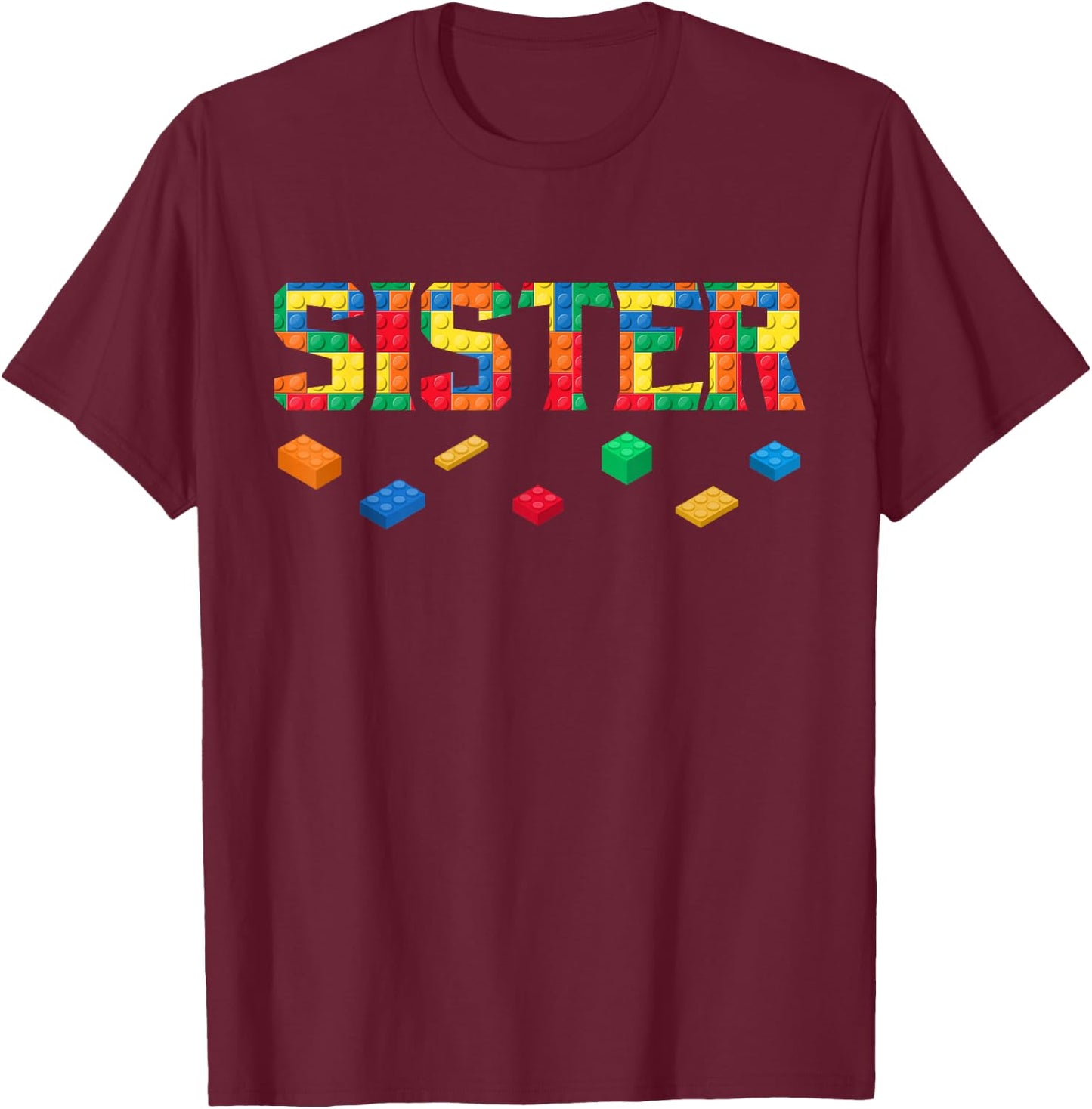 Master Builder Sister Birthday Boy Building Bricks Blocks T-Shirt - T-Shirt | Maroon