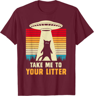 Funny Cat UFO Alien Abduction , I Want To Believe UFO Women Kids T-Shirt - T-Shirt | Maroon
