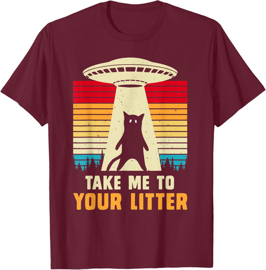 Funny Cat UFO Alien Abduction , I Want To Believe UFO Women Kids T-Shirt - T-Shirt | Maroon