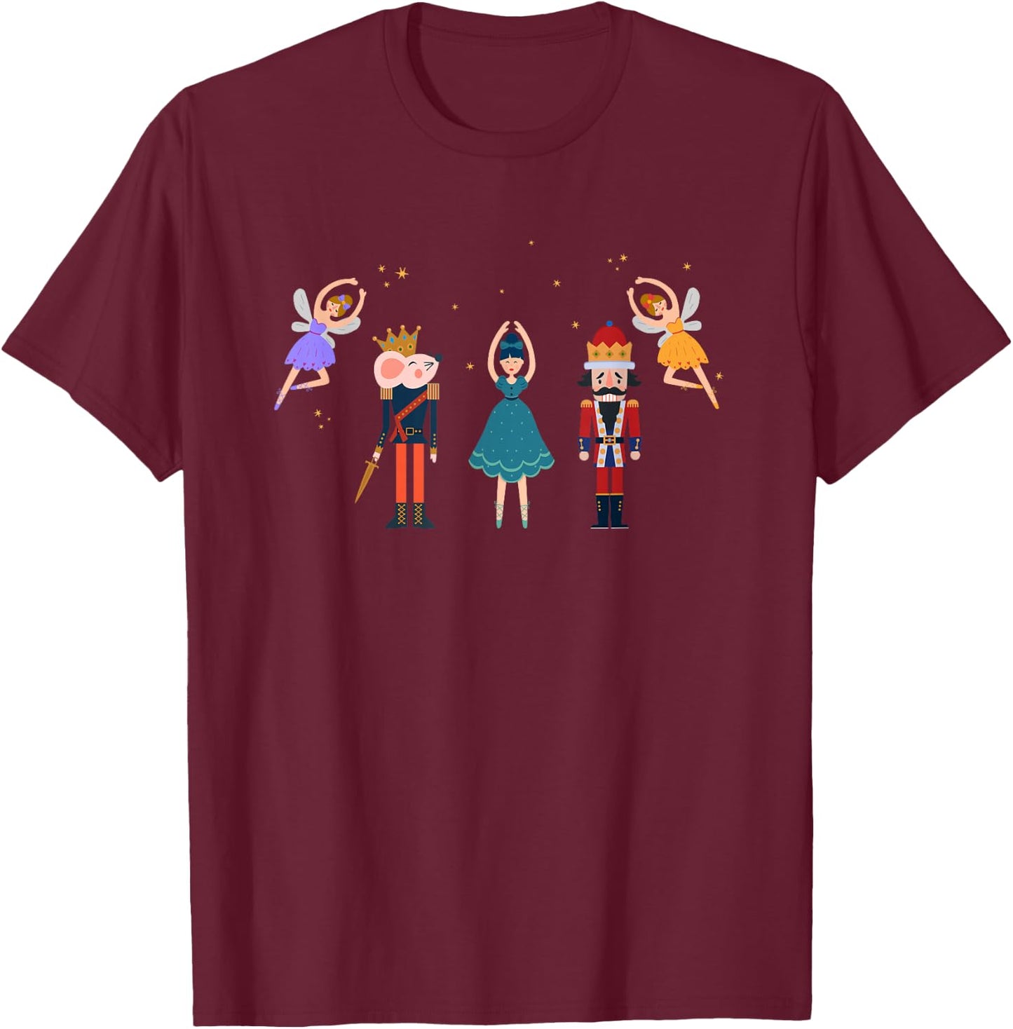Nutcracker Mouse Ballet Dancing Fairy Sugar Plums Christmas T-Shirt - T-Shirt | Maroon
