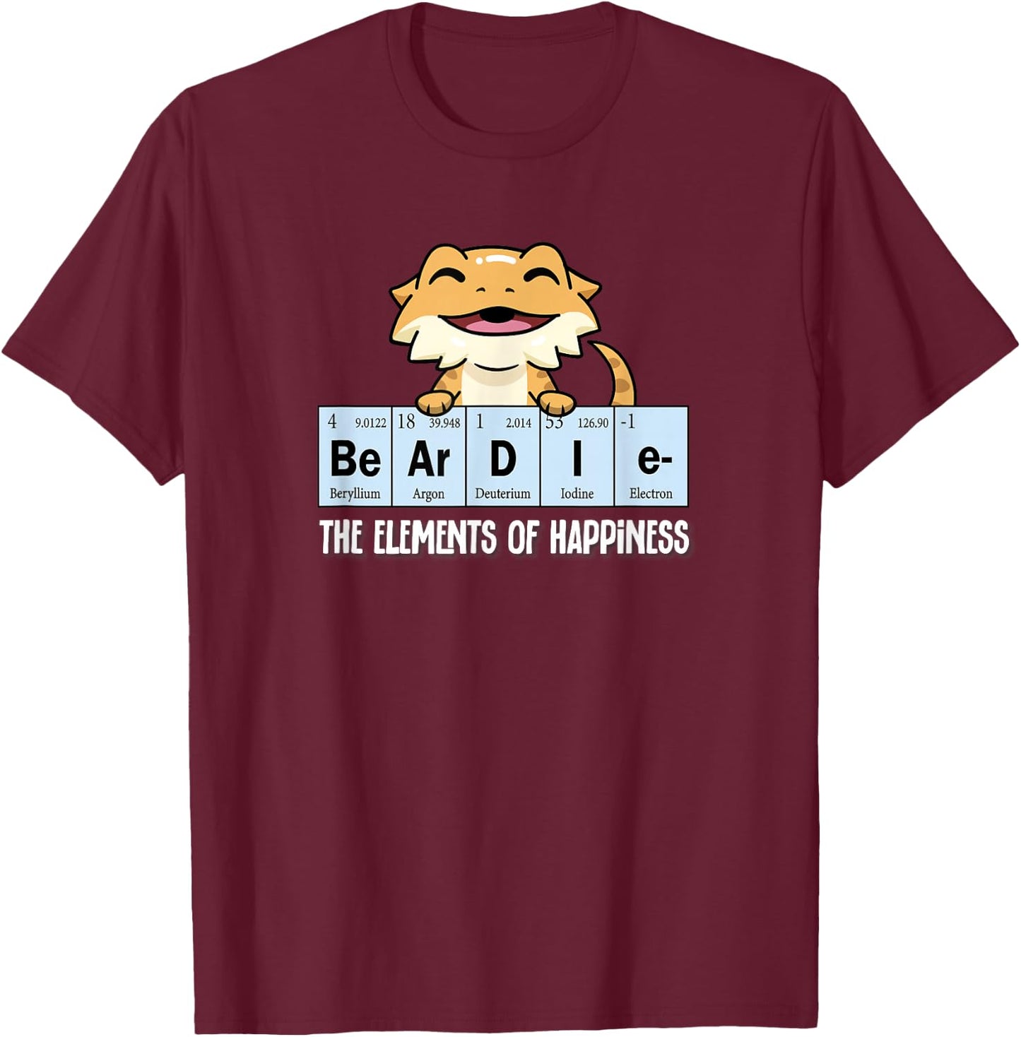 Tiny Dinosaur Elements Bearded Dragon Lover T-Shirt - T-Shirt | Maroon