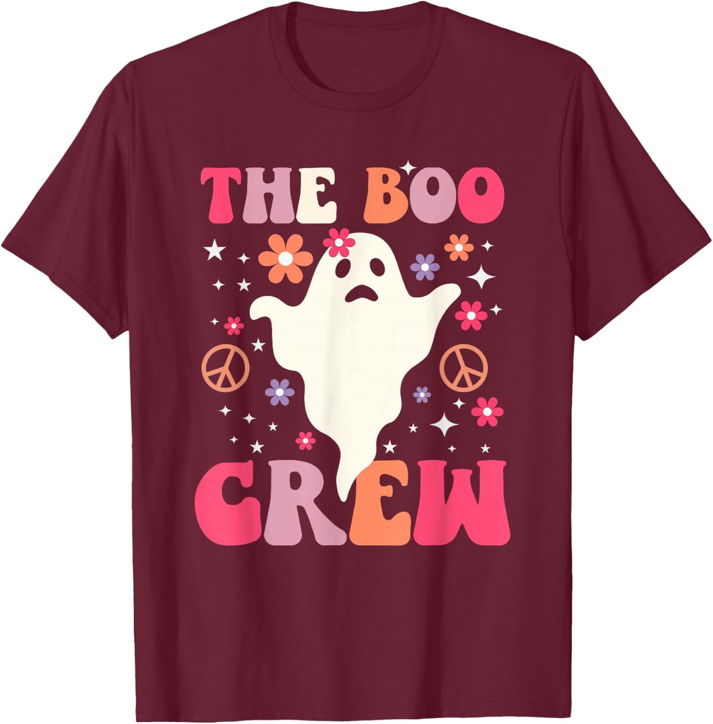 Halloween The Boo Crew - Cute Ghost - Spooky Family Matching T-Shirt - T-Shirt | Maroon