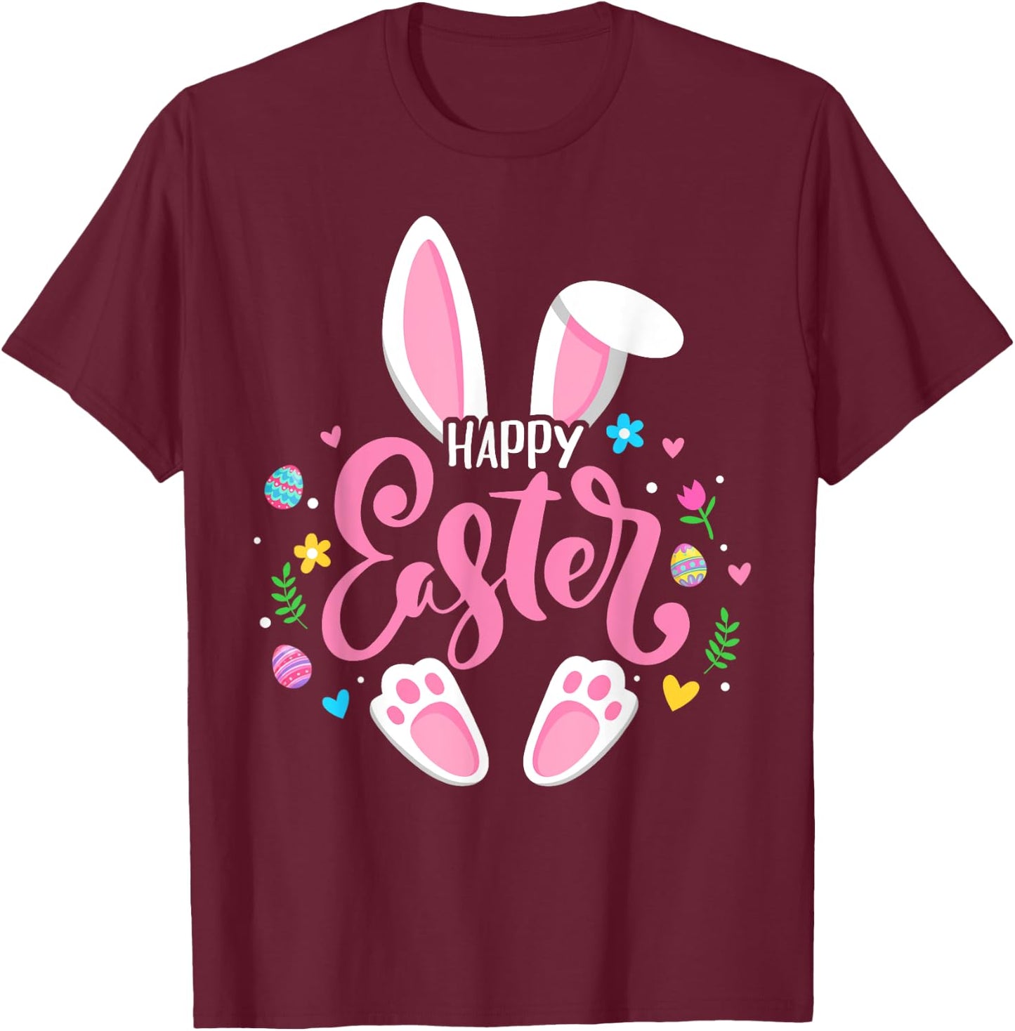 Happy Easter Bunny Easter Egg Hunt Squad Easter Women Family T-Shirt - T-Shirt | Maroon