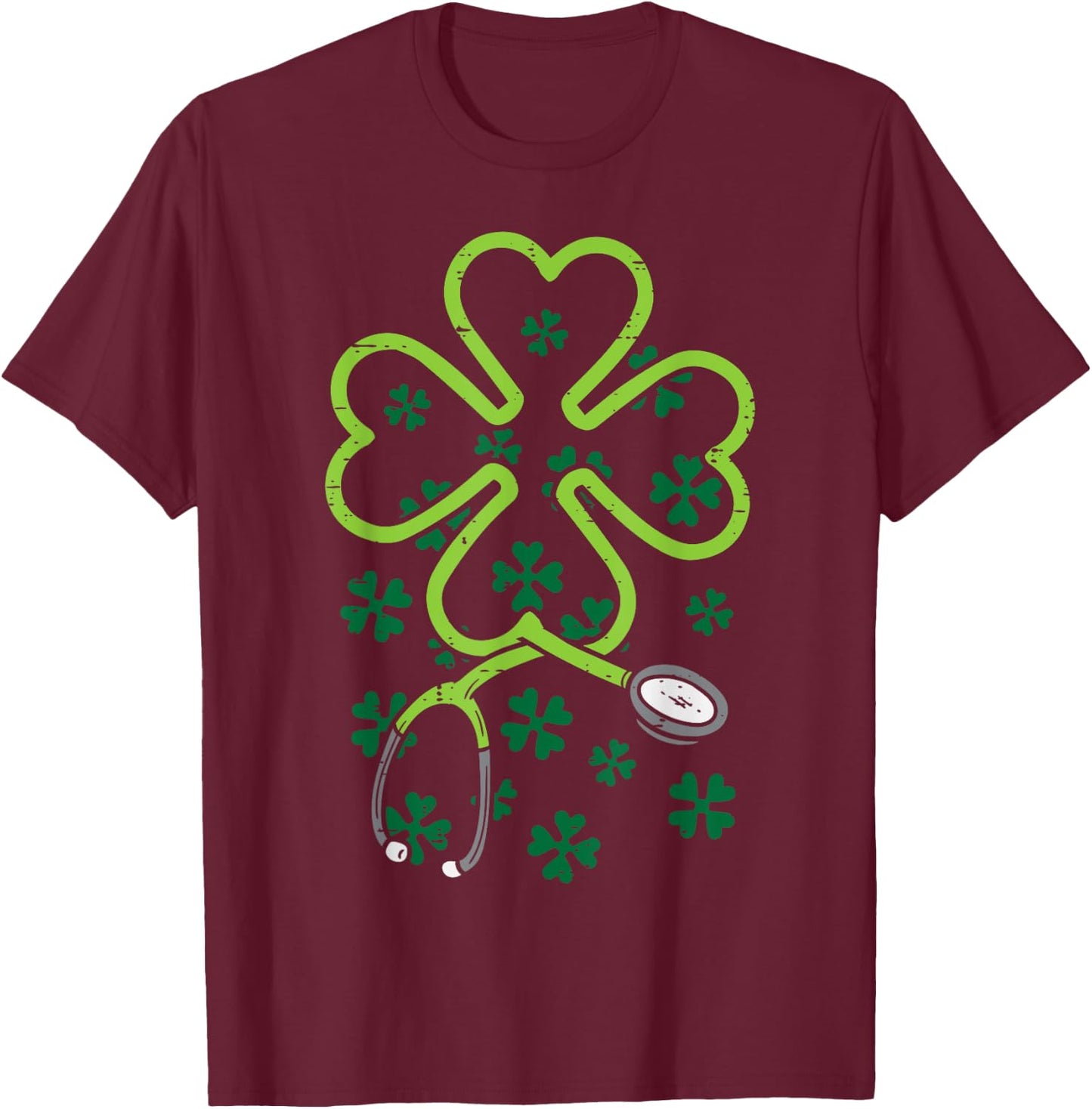 Shamrock Stethoscope Scrub Nurse St Patricks Day RN Women T-Shirt - T-Shirt | Maroon